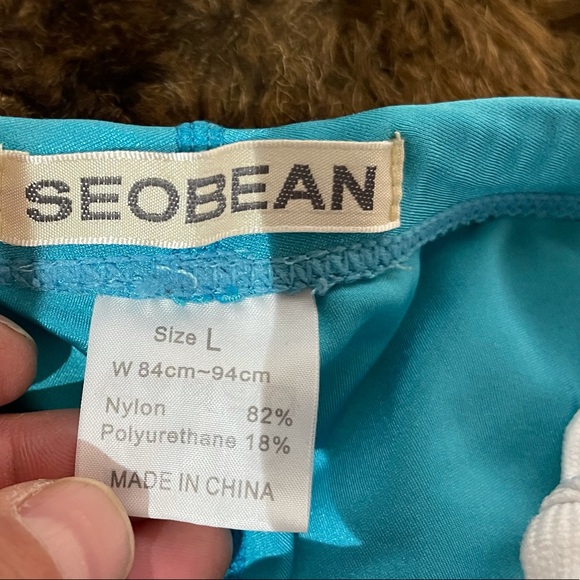 New Seobean bikini swim trunks Teal White & Gold - Picture 8 of 8